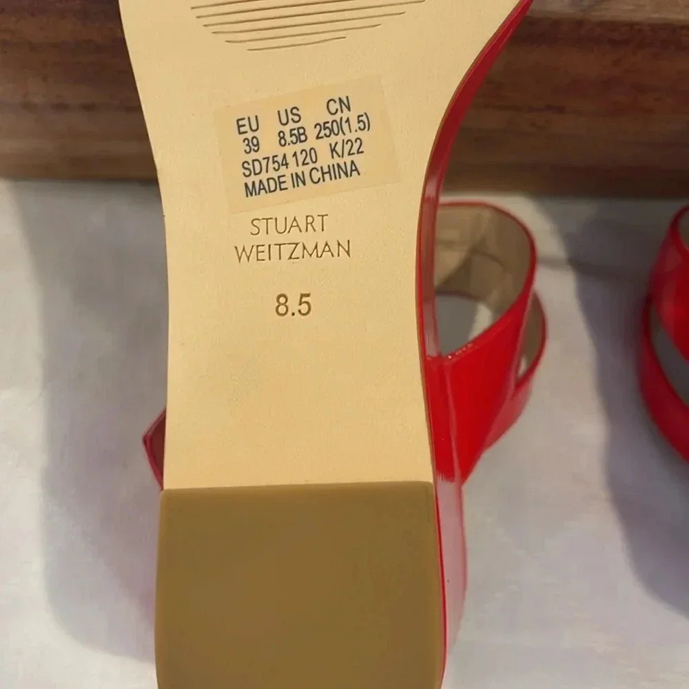 Stuart Weitzman Red Patent Wedge Sandals - Picture 7 of 7